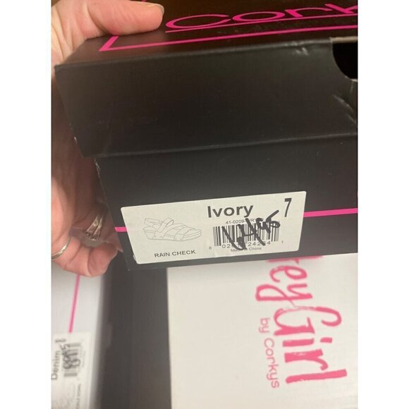 nwt ivory wedge heel sandals by corkys in ivory white - Picture 6 of 6